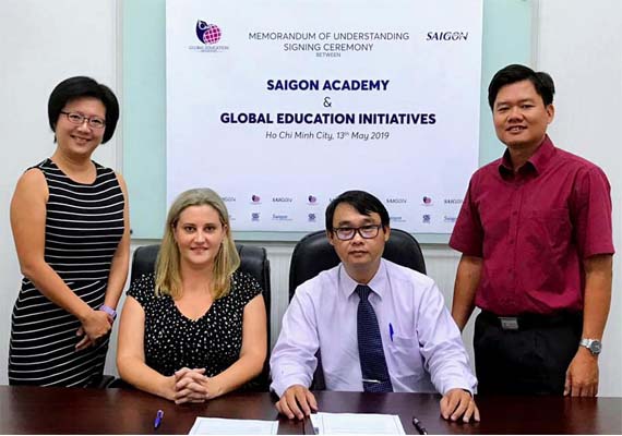 Ký kết ghi nhớ giữa Saigon Academy và Global Education Initiatives.